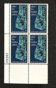 1967 U.S. COMMEM 5c URBAN PLANNING Plt#Blk of 4 Sc#1333 M/NH/OG GEM See Note - Picture 1 of 1
