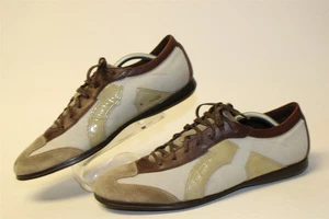 Salvatore Ferragamo Canvas Leather Low Sneaker Mens Size 10.5 D Italy Made Shoes - Picture 1 of 24