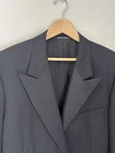 Canali Italy Mens Single Button Solid Black Formal Tuxedo Blazer Jacket 44R - Picture 1 of 10