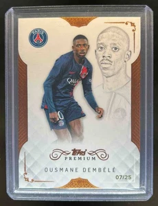 2023-24 Topps Premium Black & White PSG Ousmane Dembele White Set Amber #7/25 - Picture 1 of 2