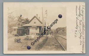 RPPC Trolley Station for Conway SOUTH RIVER MA Railroad Real Photo Postcard - Picture 1 of 2