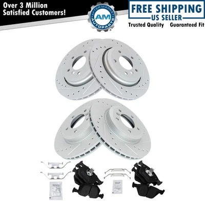 Kit de pastillas de freno y rotor delanteros y traseros para 01-06 BMW 330Ci 01-05 330i 330xi Foto 1 de 4