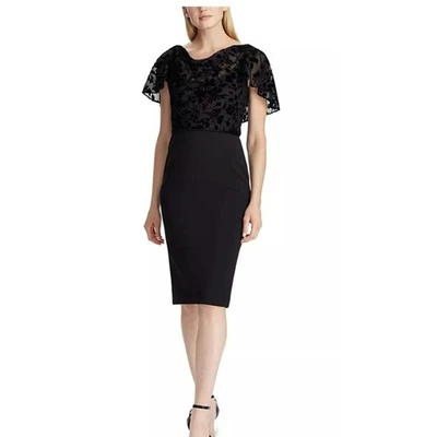 NEW Lauren Ralph Lauren Sheath Dress Velvet Black LBD Cocktail Party Size 12 - Image 1 of 4