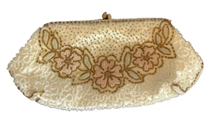 Perlen Handtasche Clutch Abend rosa blau gold weiß Kiss Lock Hand Perlen 7x3,5 - Bild 1 von 6