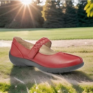 Hotter Womens Mary Jane Shoes Red Leather Shake 2 Ladies UK Size 4 Comfort New - Picture 1 of 11