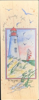 Estampillas Happen A Friendly Light Faro Gaviotas Velero Sello de Goma Foto 1 de 4