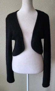 Inc International Crop Shrug Maglione Grande Nero ANGORA Y2K Preppy Shrug Bolero - Foto 1 di 8