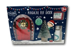 Juego de regalo de Navidad puerta mágica de elfo conjunto de puerta de elfo letrero de Santa árbol niños - Imagen 1 de 6
