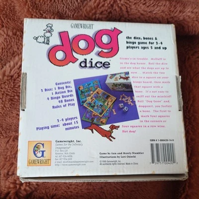 RARE Imported USA Dog Dice Bones And Bingo Game Best Toy Award Gold Seal Winner - Image 1 of 4