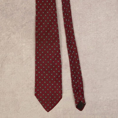 Винтажный шелковый галстук 1990-х с узором бордовый Oliver Hunt - Изображение 1 из 4