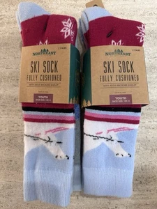 New Northeast Outfitters Ski Socks Lot 2 Packs Of 2 Thick Youth Kids 13K-4 Bears - Picture 1 of 4