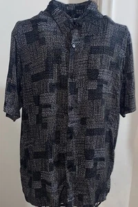 Vtg Concepts by Claiborne Men's Black Gray Beige Geometric Weave Y2K Shirt Sz L - Picture 1 of 4
