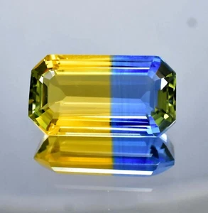 HUGE 32.75 Ct Natural Bi-Color Flawless Parti Sapphire Radiant Cut GIT Certified - Picture 1 of 8