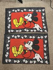 Vintage Lot Of 2 Disney Mickey Mouse Pillow Case Bedding 90s