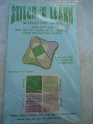 Leisure Arts Stitch ‘N Learn Needlepoint Cards Plus Pattern for Sampler Pincushi - Image 1 of 2
