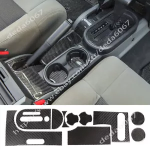10PCS Soft Carbon Fiber Gear Shift Panel Trim Kit For Jeep Wrangler JK 2007-2010 - Bild 1 von 11