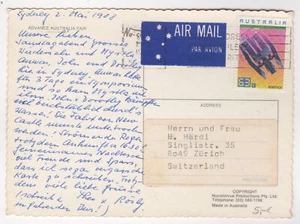 1988 May 2nd. Picture Postcard. Sydney to Zurich, Switzerland. - Picture 1 of 2