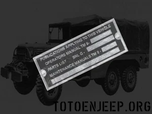 plate plaque plaquette ALU DODGE PUBLICATION 1 1/2T WC .. jeep willys ww2 - Imagen 1 de 4