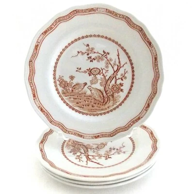 MASON'S "CODORNIZ MARRÓN" CUATRO PLATOS DE ENSALADA CODORNIZ MARRÓN SOBRE GRES BLANCO 7 7/8" Foto 1 de 4