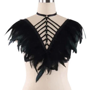 Victorian Cosplay Goth Feather Body Harness - Black (Style 14) - Bild 1 von 6