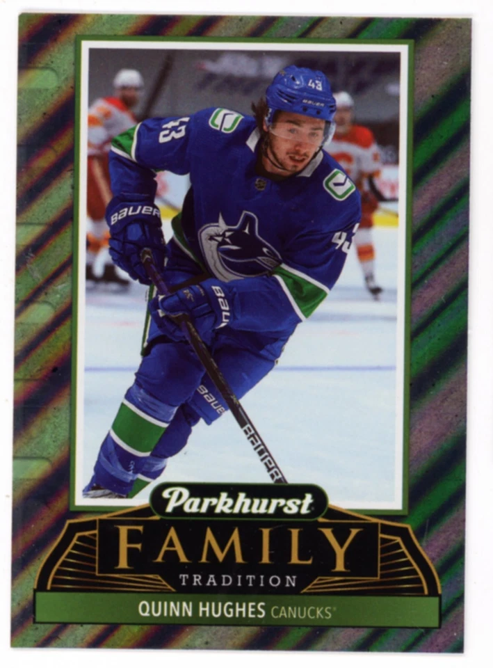 2021-22 Parkhurst Quinn Hughes family tradition insert hockey card - Image 1 of 1