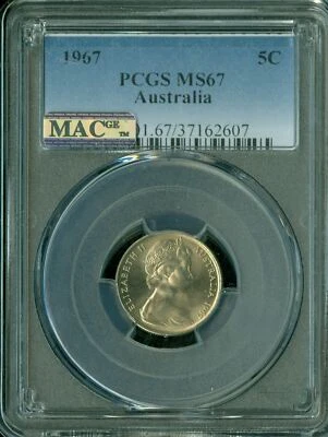 1967 AUSTRALIA 5 CENTS NGC MS67 PQ MAC SPOTLESS  * - Image 1 of 4