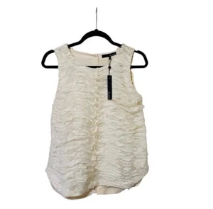 NWT Ro & De Ruffle Front Button Back Tank Top White Size Small New With Tags - Picture 1 of 6
