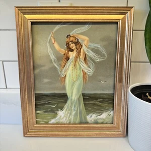GERAHMTER Druck Art Deco Jugendstil Great Gatsby Art Vintage Meerjungfrau Meerjungfrauen - Bild 1 von 3