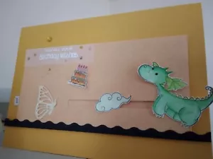 3D Birthday Cake Card Handmade Dragon Slider Surprise Hidden message - Picture 1 of 15