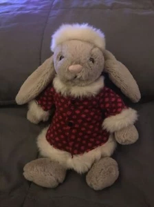 Jellycat Betsey Hase Winter Wonderland im Ruhestand Plüsch Kaninchen selten HTF Hut Mantel - Bild 1 von 6