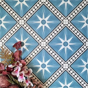 Tile Sample: Gilgamesh Blue Moroccan Indoor Outdoor Wall Floor Tiles - Picture 1 of 2