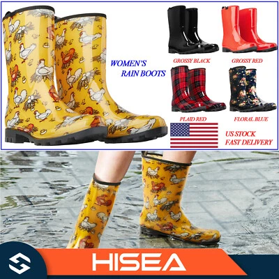 HISEA женщин водонепроницаемый дождя ботинки ПВХ середины икры сад ботинки грязи Chore работы загрузки - Изображение 1 из 4