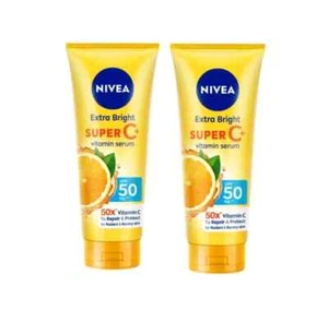 2X Nivea Extra Bright Super C+ Body Vitamin Serum Sunscreen SPF50++70ml - Picture 1 of 8