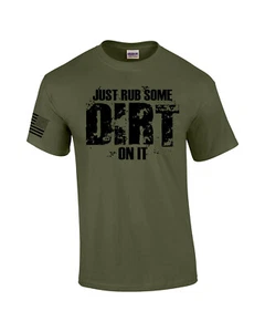 Rub Some Dirt On It Mens Short Sleeve American Flag T-shirt Graphic Tee - Picture 1 of 16