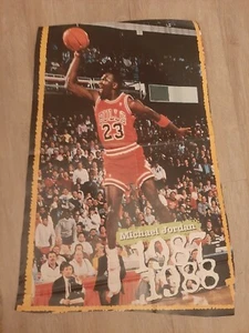 Michael Jordan 1987 1988 Poster Slam Dunk Wearing The 3s Rare Magazine Insert OG - Picture 1 of 2