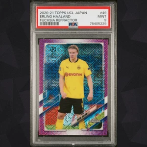 Topps UCL Chrome Japan 2020/21 - Erling Haaland - Fuchsia Mojo /125 - PSA 9 - Bild 1 von 2
