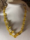 Vintage Retro  ~ Glass Necklace Sunshine Yellow Beads  22 inches