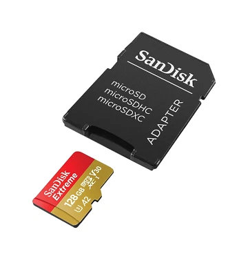SanDisk Extreme microSDXC card, SD adapter, up to 190 MB/s, SDSQXAA-128G-GN6MA - Bild 1 von 4