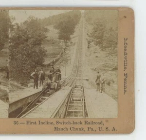 First Incline Switchback Railroad Mauch Chunk PA Keystone USA Stereoview - Bild 1 von 2