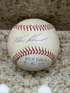 Nolan Schanuel Signed MLB Debut Game Used Baseball Angels Beckett BAS Holo COA - Picture 1 of 5