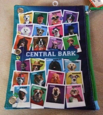 NWT Unison Central Bark Pencil Binder Pouch Willow Creek Press Dogs Blue - Image 1 of 3