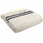 TWEEDMILL TEXTILES 100% Wool Sofa Blanket FISHBONE SILVER GREY NAVY STRIPE THROW