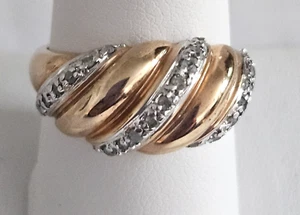 ANELLO COCKTAIL ROSS-SIMONS 925-R oro giallo vermeil DIAMANTE misura 9 porcellana - Foto 1 di 7