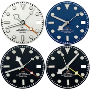 29mm Black blue white watch dial and gmt watch hands fit NH34 NH35 movement - Picture 1 of 29