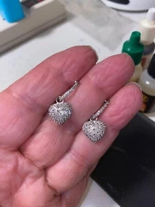 Diamant Herz baumelt mit Diamant Creolen Ohrringe wirklich schön Ihr Glückstag - Bild 1 von 5