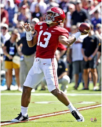 Tua Tagovailoa Alabama Crimson Tide Unsigned Jersey Throwing Photo Cover