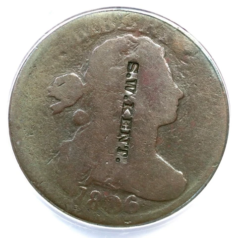 1806 S-270 ANACS Good 4 Counterstamped S.W. KENT. Draped Bust Large Cent Coin 1c Cover