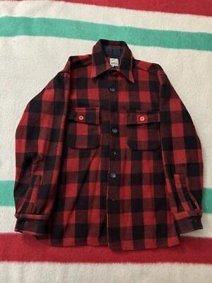 Camisa de flanela xadrez peregrino vintage anos 30 e 40 sanforizada grande L etiqueta rara - Imagem 1 de 4