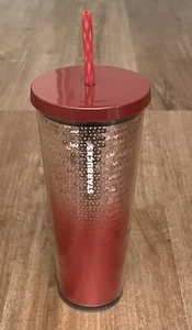 Starbucks Holiday 2018 Red & Silver Sequin Ombre Tumbler 24 Oz Venti Cold Cup - Bild 1 von 6