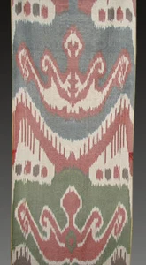 11 Yard HAND MADE UZBEK Natural SILK IKAT ADRAS FABRIC # 4742 - Picture 1 of 4